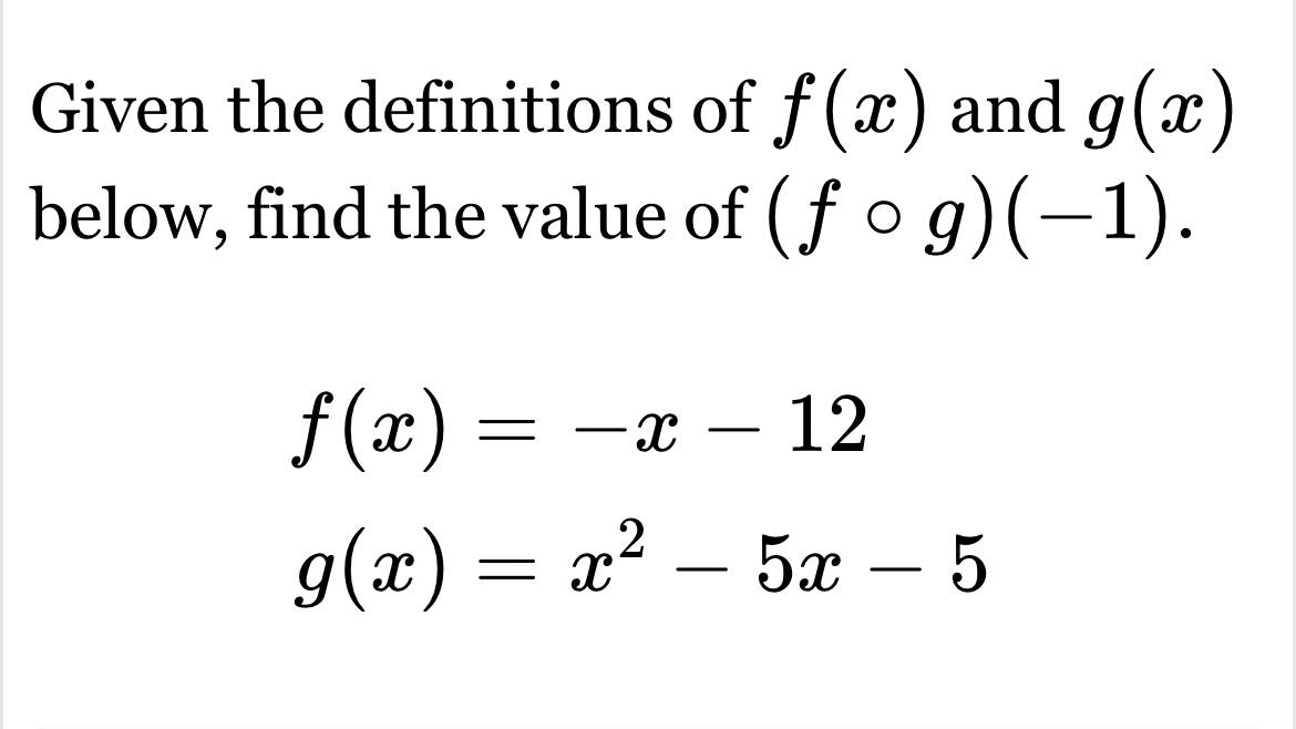 Solved Given the definitions of f(x) ﻿and g(x) ﻿below, find | Chegg.com