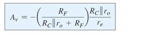 Solved Av=−(RC∥ro+RFRF)reRC∥ro | Chegg.com