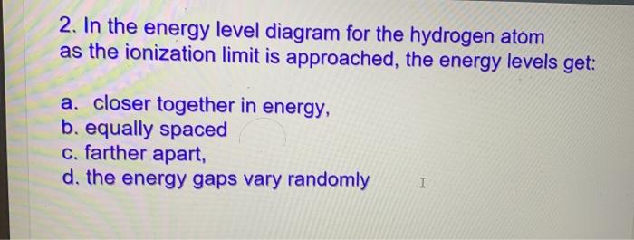 Solved 2. In the energy level diagram for the hydrogen atom | Chegg.com