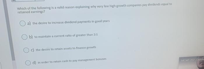 Solved Which of the following is a valid reason explaining | Chegg.com