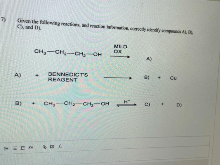 Solved 7) Given The Following Reactions, And Reaction | Chegg.com