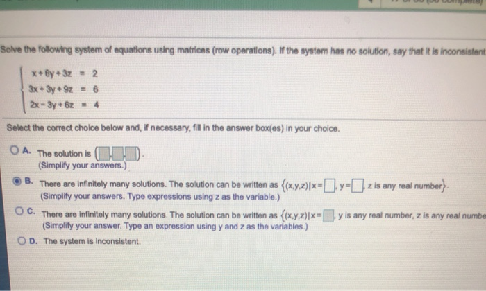 Solved Solve the following system of equations using | Chegg.com