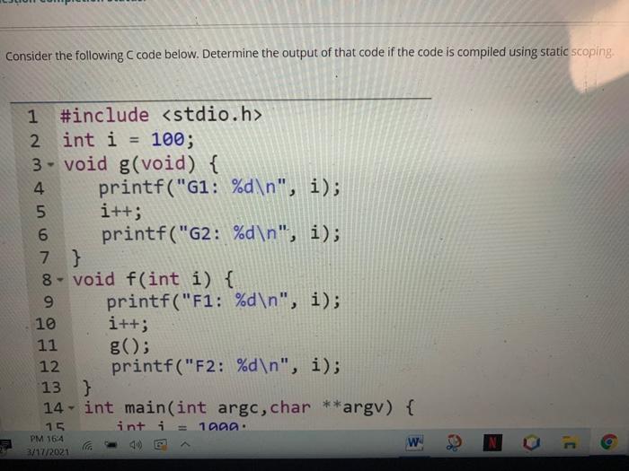 Solved Consider the following code below. Determine the | Chegg.com