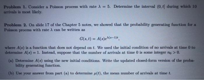 Solved Problem 1. Consider a Poisson process with rate 1 = | Chegg.com