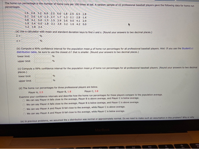 Solved The Home Run Percentage Is The Number Of Home Runs | Chegg.com