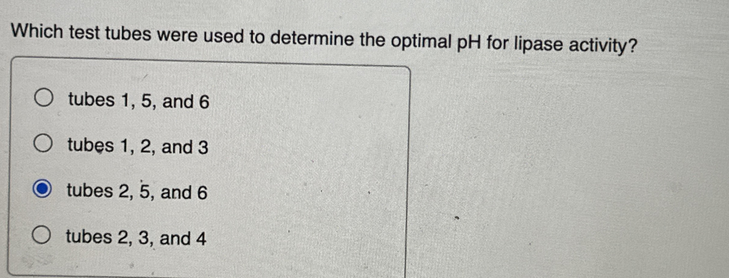 Solved Which test tubes were used to determine the optimal | Chegg.com