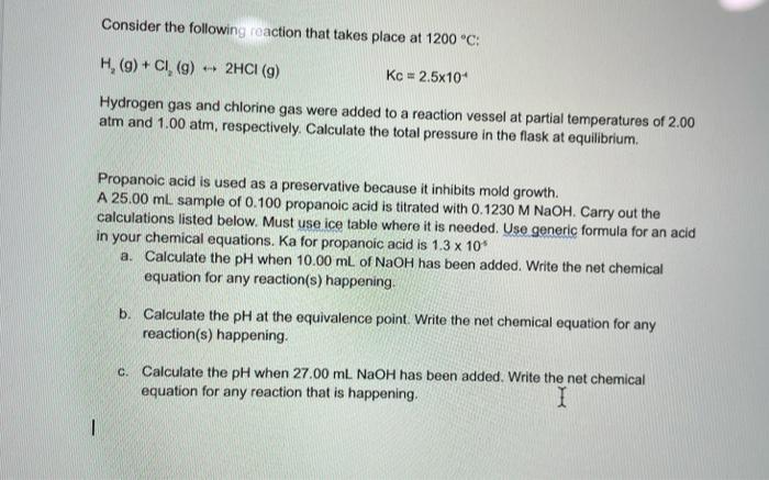 Consider The Following Reaction That Takes Place At | Chegg.com