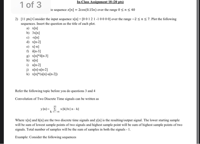 Solved In Class Assignment 18 Pts 1 Of 3 Te Sequence Chegg Com