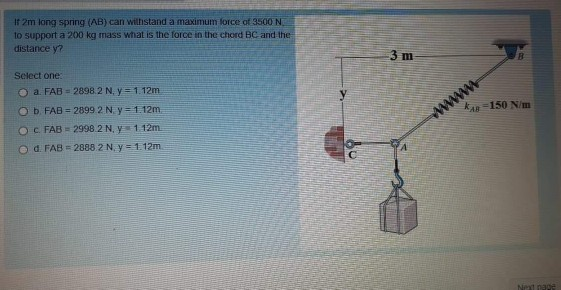 Solved If 2m long spring (AB) can withstand a maximum force | Chegg.com