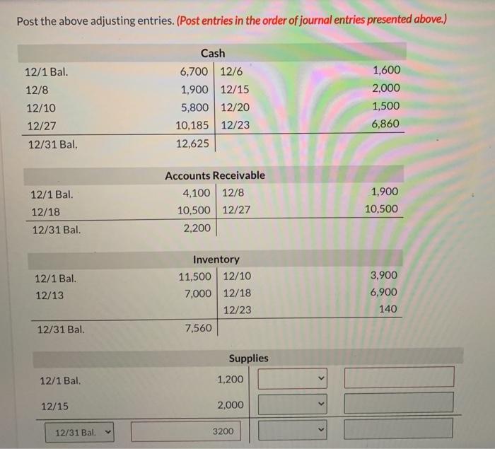 Solved Adjustment data: 1. 2 Accrued salaries payable $500. | Chegg.com