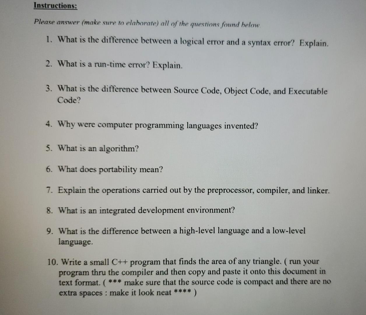 Solved Instructions: Please answer (make sure to elaborate) | Chegg.com