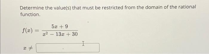 Solved Determine the value(s) that must be restricted from | Chegg.com
