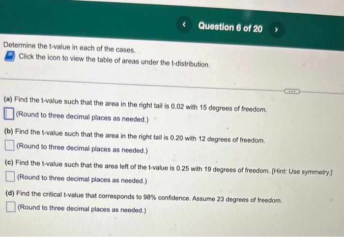 solved-determine-the-t-value-in-each-of-the-cases-click-the-chegg
