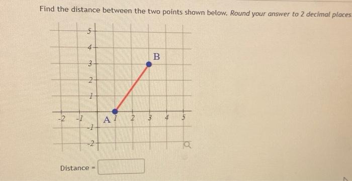 Solved Find The Distance Between The Two Points Shown Below. | Chegg.com