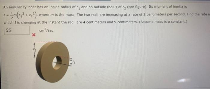 Solved An Annular Cylinder Has An Inside Radius Of R1 And An | Chegg.com