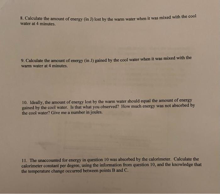 8. Calculate the amount of energy (in )) lost by the | Chegg.com