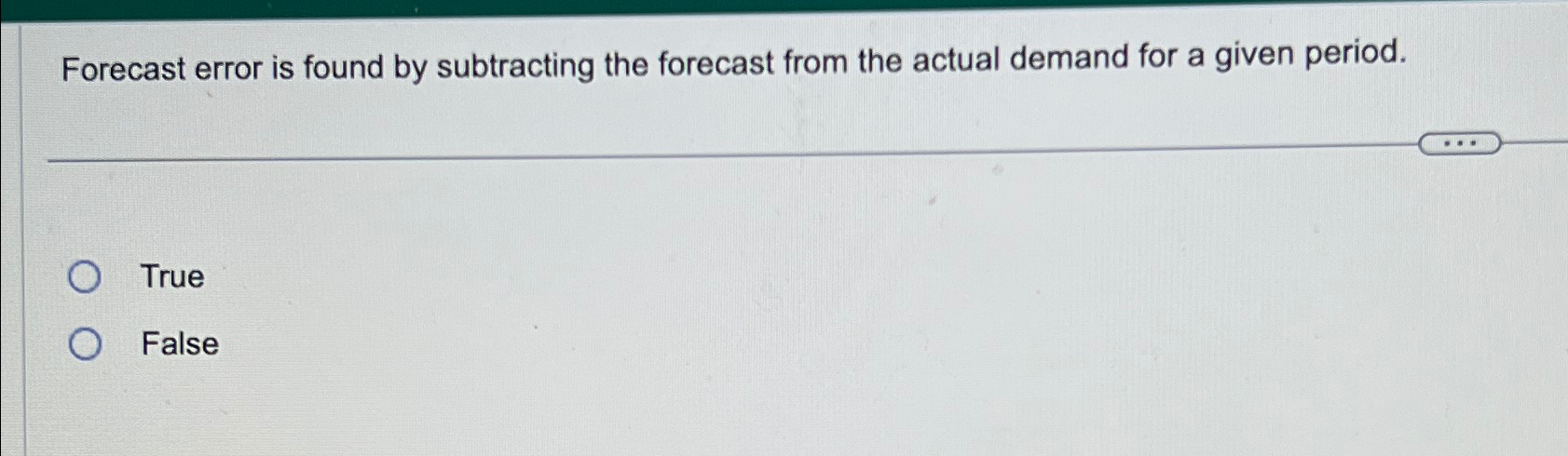 Solved Forecast error is found by subtracting the forecast | Chegg.com