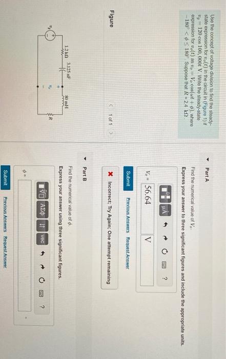 Solved Part A Use the concept of voltage division to find | Chegg.com