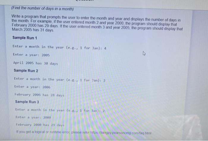 Solved (Find The Number Of Days In A Month) Write A Program | Chegg.Com