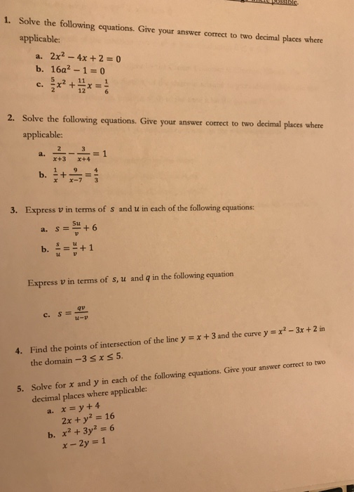 solved-luble-1-solve-the-following-equations-give-your-chegg