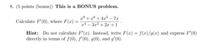 Solved 8. (5 points (bonus)) This is a BONUS problem. | Chegg.com