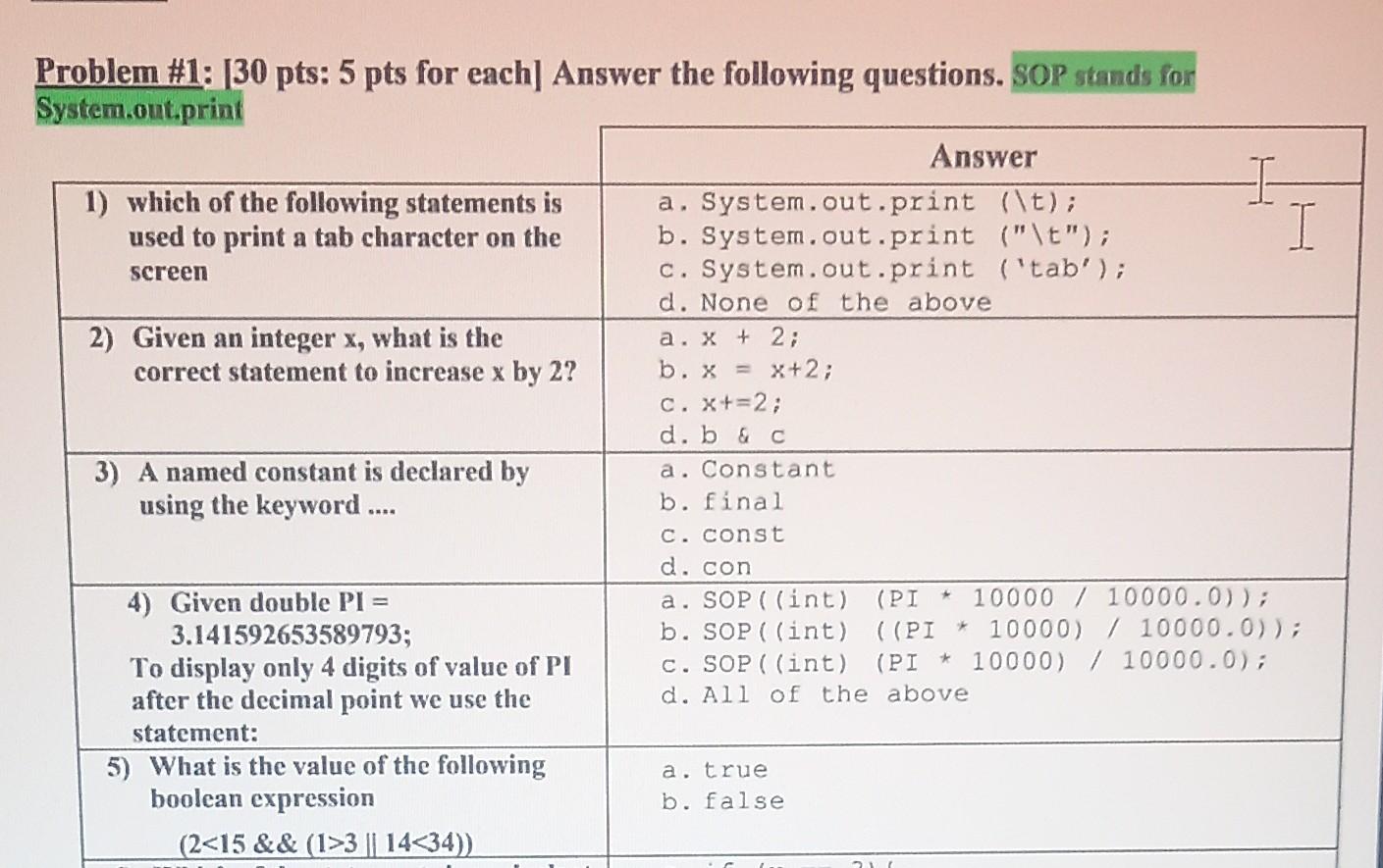 Solved Problem 1 [30 Pts 5 Pts For Each] Answer The