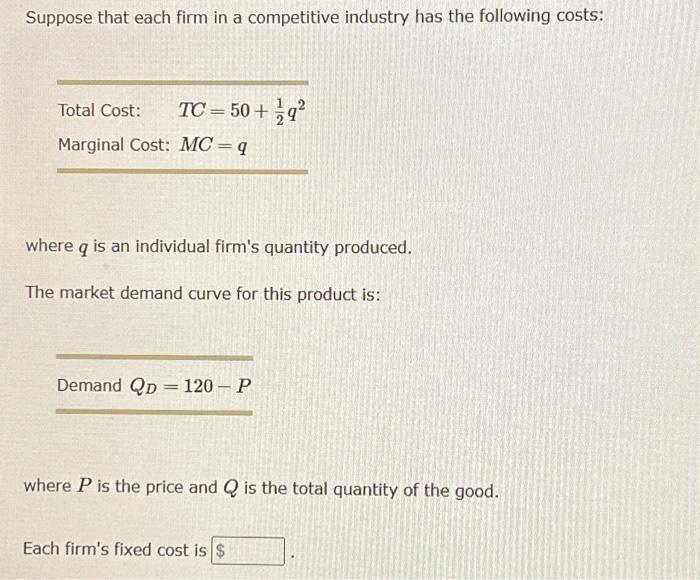 Solved Suppose that each firm in a competitive industry has | Chegg.com
