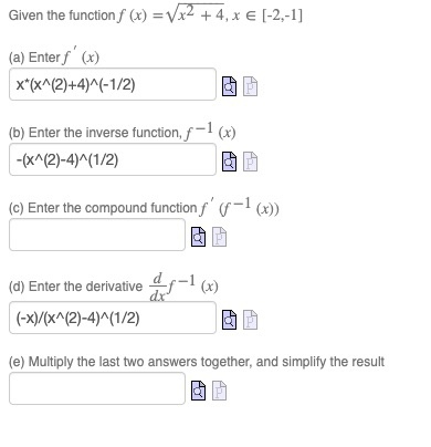 Solved Given the function f (x) = x2 +4, x € (-2,-1] (a) | Chegg.com