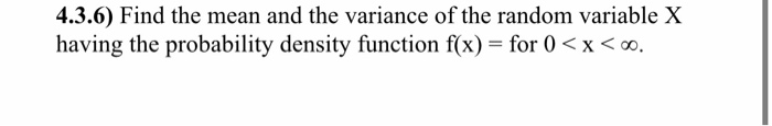 Solved 4.3.6) Find the mean and the variance of the random | Chegg.com