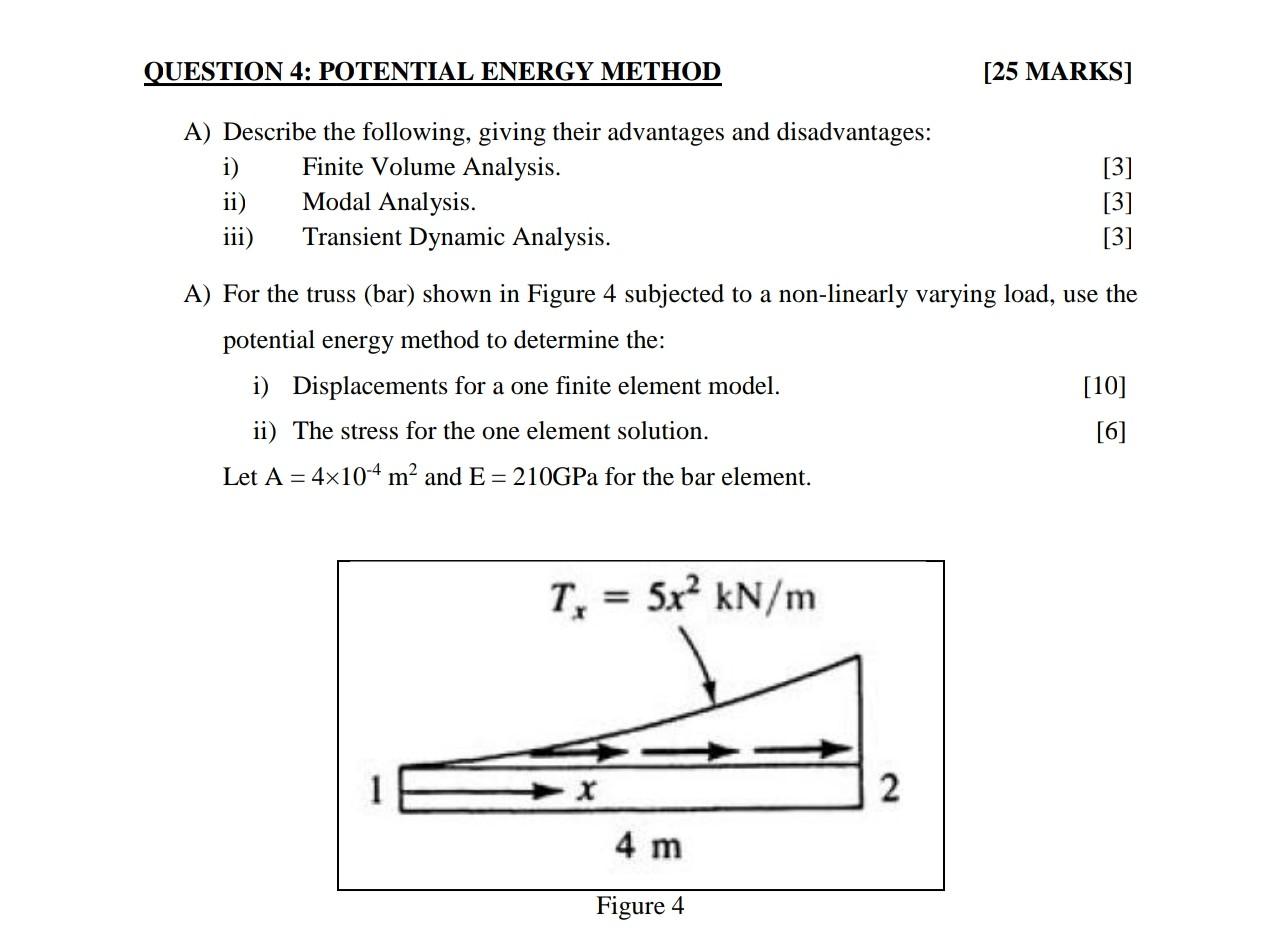 Solved QUESTION 4: POTENTIAL ENERGY METHOD [25 MARKS] A) | Chegg.com