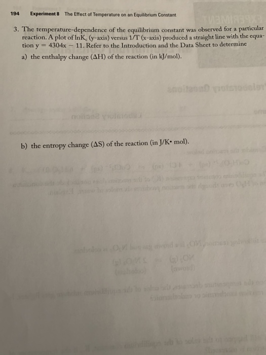 Solved EXPERIMENT The Effect of Temperature on an | Chegg.com