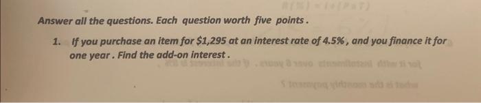 Solved Answer all the questions. Each question worth five | Chegg.com