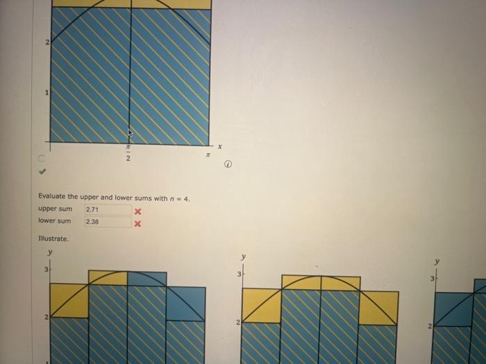 Evaluate the upper and lower sums with n=8. upper sum | Chegg.com
