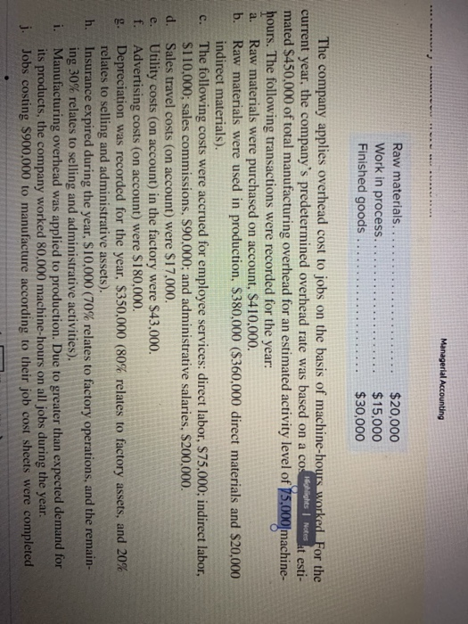 Managerial Accounting Raw materials. Work in process.