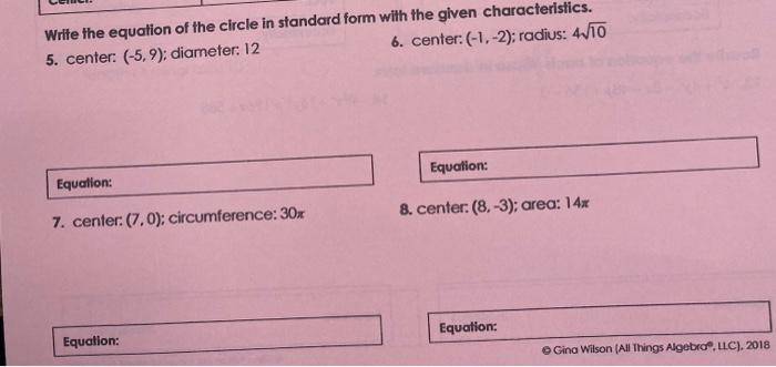 Solved Write the equation of the circle in standard form | Chegg.com