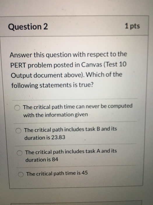 Solved Question 2 1 pts Answer this question with respect to | Chegg.com