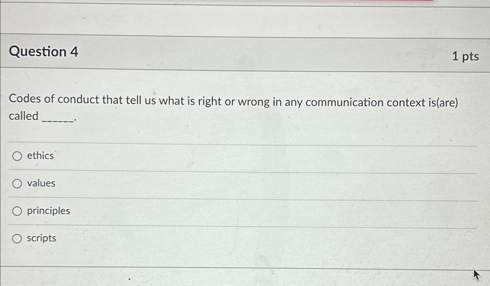 Solved Question 41 ﻿ptsCodes of conduct that tell us what is | Chegg.com