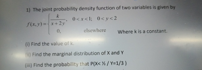 The joint probability density function of two | Chegg.com