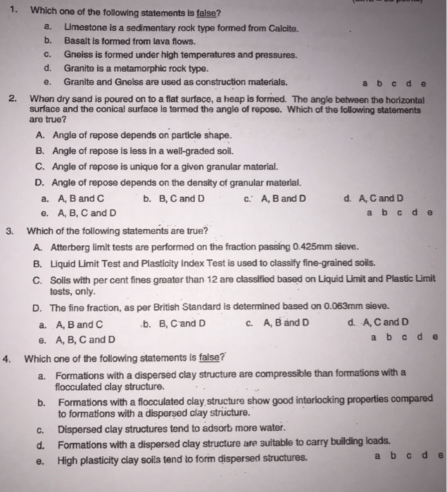 Solved 1. a. c. 2. 3. Which one of the following statements | Chegg.com