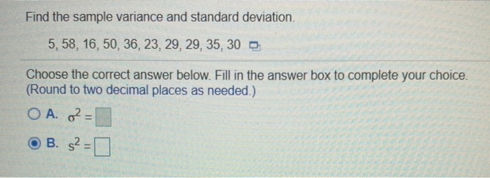 Solved Find the sample variance and standard deviation. 5, | Chegg.com