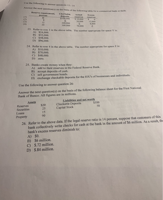 Solved Use the following to answer questions 13-14 m a banko | Chegg.com