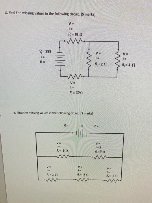 Solved 3. Find the missing values in the following circuit. | Chegg.com