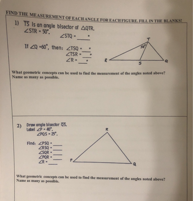 Solved FIND THE MEASUREMENT OF EACH ANGLE FOR EACH FIGURE. | Chegg.com