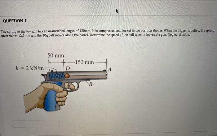Solved QUESTION 1 The spring in the toy gun has an | Chegg.com