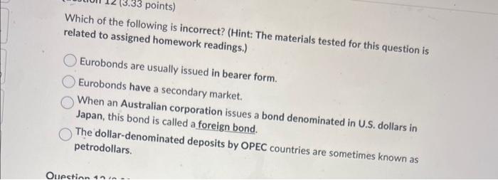 Solved] Classify the following bond issues into Eurobond or Foreign bond