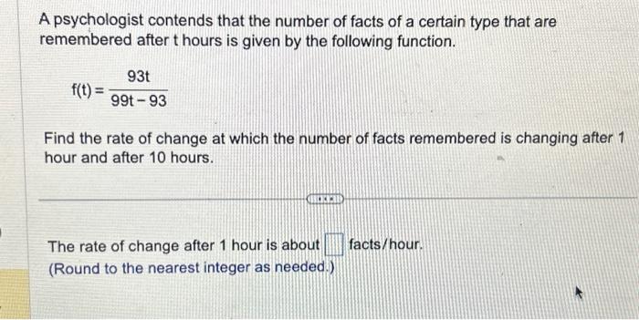 Solved A psychologist contends that the number of facts of a | Chegg.com