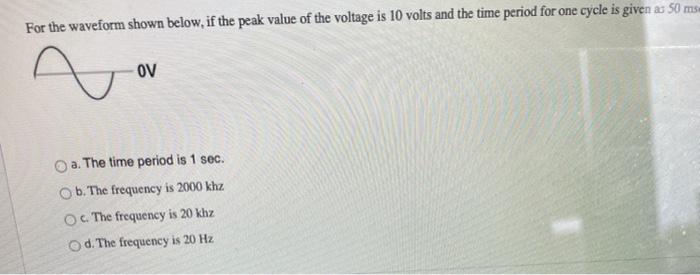 Solved For the waveform shown below, if the peak value of | Chegg.com