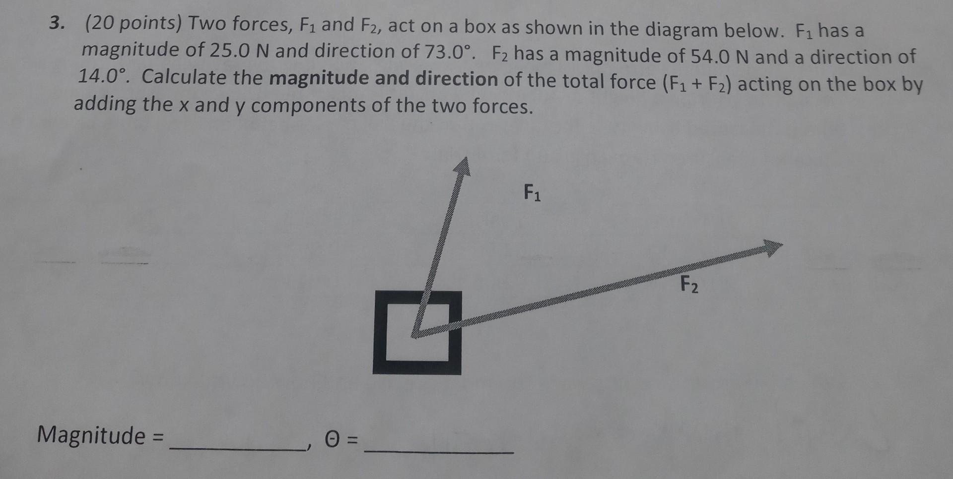 Solved 3 20 Points Two Forces F1 And F2 Act On A Box As