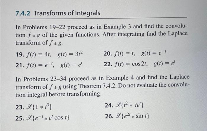 Solved 7.4.2 Transforms of Integrals In Problems 19-22 | Chegg.com