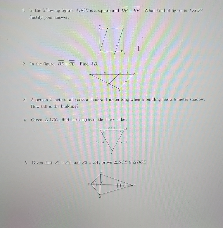 In the following figure ABCD is a square and Chegg